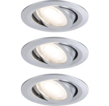 Dreier-Set schwenkbare LED Einbaustrahler aus Metall in Silber.