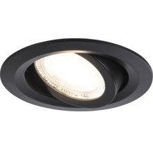 Schwenkbarer Einbaustrahler in Schwarz, rund, inklusive LED-Leuchtmittel.