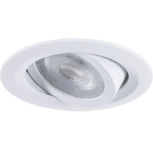 Schwenkbarer LED-Einbaustrahler in runder Form, weiß.