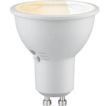 LED-Leuchtmittel GU10 mit Schalter zur Farbtemperaturauswahl 2700 Kelvin bis 4000 Kelvin.