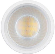 LED-Leuchtmittel in der Draufsicht mit strukturierter Reflektoroberfläche und Wabenoptik in der Mitte.