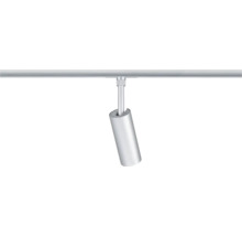 Zylindrischer Strahler aus Metall an einer Schiene für Schienensysteme.
