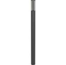 Zylindrische Wegeleuchte mit geripptem Glasaufsatz und Metallsäule.