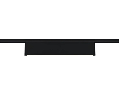Schwarze, rechteckige LED-Leuchte in flachem Design.