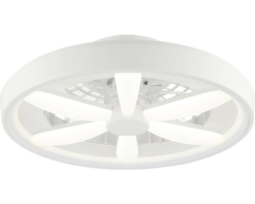 Moderner runder Deckenventilator mit integriertem LED-Licht und sechs Flügeln.