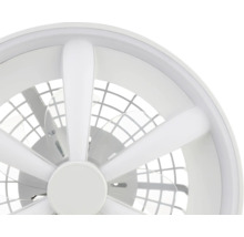 Moderner runder Deckenventilator mit integrierter LED-Beleuchtung und Schutzgitter.