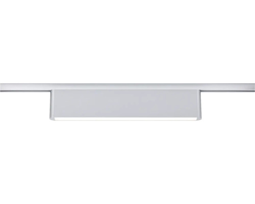 Moderne LED-Spiegelleuchte aus verchromtem Metall mit weißem Diffusor.