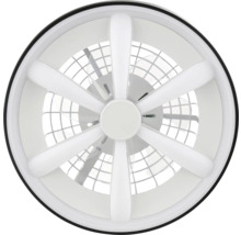Runder Deckenventilator in Weiß mit integrierter LED-Beleuchtung und sechs Speichen.