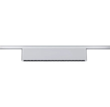 Rechteckige LED-Spiegelleuchte aus Metall in Chrom-Optik für das Badezimmer.