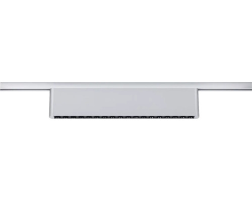 Rechteckige LED-Spiegelleuchte aus Metall in Chrom-Optik für das Badezimmer.