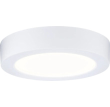 Runde LED-Deckenleuchte in Weiß mit flachem Gehäuse und matter Leuchtfläche.