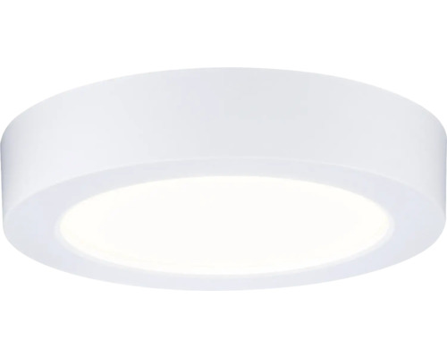 Runde LED-Deckenleuchte in Weiß mit flachem Gehäuse und matter Leuchtfläche.