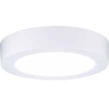Flache, runde LED Deckenleuchte in Weiß zur Aufbaumontage.