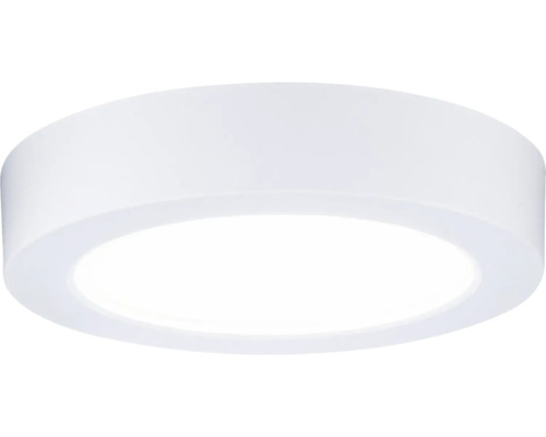 Flache, runde LED Deckenleuchte in Weiß zur Aufbaumontage.