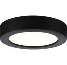 Runde schwarze LED-Deckenleuchte mit weißem Diffusor.