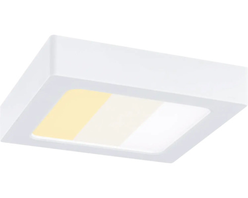 Quadratische LED-Deckenleuchte mit drei einstellbaren Farbtemperaturen.