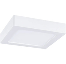 Quadratische LED-Deckenleuchte in Weiß, flaches Design.