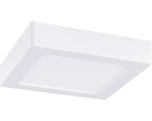 Quadratische LED-Deckenleuchte in Weiß, flaches Design.