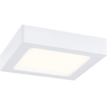 Quadratische LED-Deckenleuchte in Weiß mit flachem Profil.