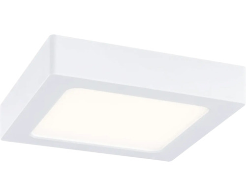 Quadratische LED-Deckenleuchte in Weiß mit flachem Profil.