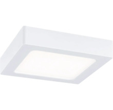 Quadratische LED-Deckenleuchte in flacher Bauweise mit weißem Rahmen.