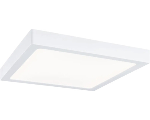 Quadratische, flache LED-Deckenleuchte in Weiß.