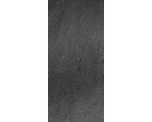Dunkle Schieferplatte mit natürlicher Struktur und spaltrauer Oberfläche.