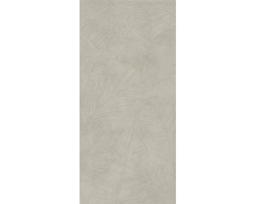Wandfliese mit großflächigem Muster aus überlappenden Palmenblättern und strukturierter Oberfläche.