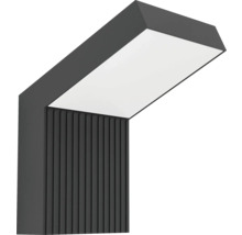 Moderne LED-Außenwandleuchte in Anthrazit mit geripptem Gehäuse und schrägem Lichtaustritt.
