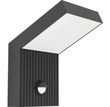 Moderne anthrazitfarbene Außenwandleuchte mit Bewegungsmelder und großer weißer Lichtfläche.