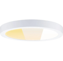 Runde LED-Deckenleuchte in Weiß mit einstellbarer Farbtemperatur von Warmweiß bis Kaltweiß.