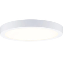 Runde weiße LED Deckenleuchte mit flachem Gehäuse und großer Lichtfläche.
