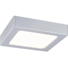 Quadratische LED-Deckenleuchte in Silber, flache Aufbauleuchte mit integriertem Leuchtmittel für den Innenbereich.