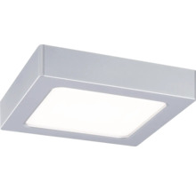 Quadratische LED-Deckenleuchte zur Aufbaumontage mit flachem Metallrahmen und weißem Diffusor.