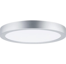 Runde LED-Deckenleuchte mit Metallgehäuse und weißer Abdeckung.