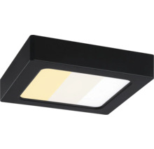 Quadratische LED-Leuchte in Schwarz mit einstellbarer Farbtemperatur von warmweiß bis tageslichtweiß.