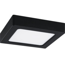 Quadratische LED-Deckenleuchte in Schwarz mit weißem Diffusor.