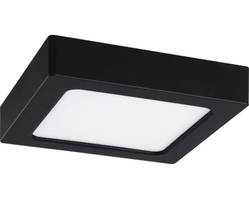Quadratische LED-Deckenleuchte in Schwarz mit weißem Diffusor.