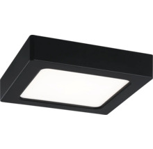 Quadratische LED-Deckenleuchte mit schwarzem Rahmen und weißem Diffusor.