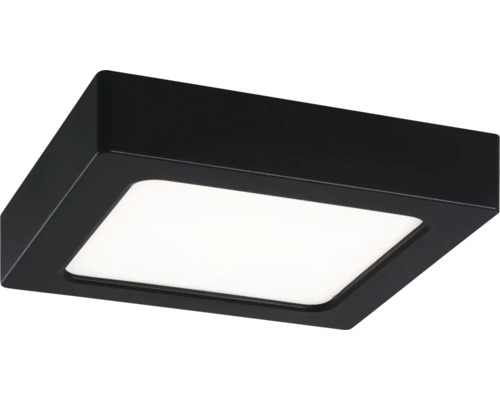Quadratische LED-Deckenleuchte mit schwarzem Rahmen und weißem Diffusor.