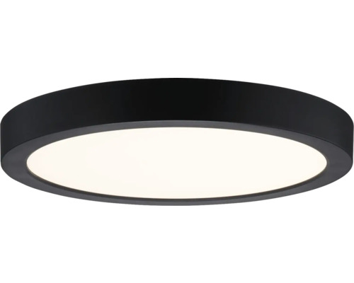 Runde LED-Deckenleuchte mit schwarzem Rahmen und weißem Diffusor.