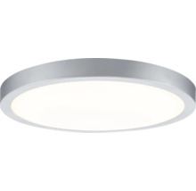 Runde flache LED Deckenleuchte mit silberfarbenem Rahmen und weißer Diffusorfläche