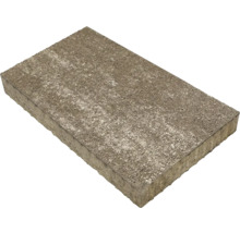 Rechteckige Gehwegplatte aus Beton mit rauer, strukturierter Oberfläche.