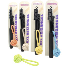specterpet Extra Extra Large Reizangel Hundespielzeug, ausziehbare Teleskopstange mit Seil und Spielknoten in verschiedenen Farben.