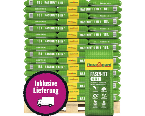 Palette Floragard Rasenfit 6 in 1 Rasenerde in 18 Liter Säcken inklusive Lieferung.