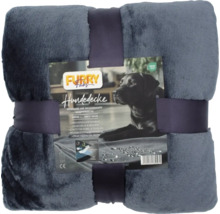Wasserdichte, wendbare Hundedecke Furry Fabs, 100 mal 130 Zentimeter, dunkelgrauer Plüsch, Oeko-Tex Standard 100 zertifiziert.