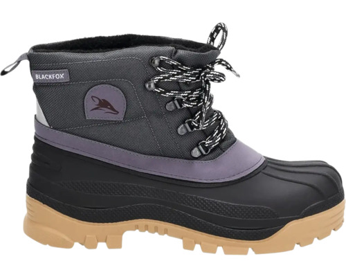 Blackfox Winterstiefel mit schwarzem Gummifuß, grauem Textilschaft und beiger Profilsohle.