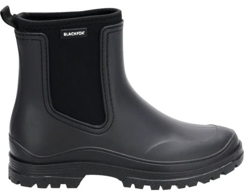 Schwarze Chelsea-Gummistiefel von Blackfox mit elastischem Einsatz und profilierter Sohle.