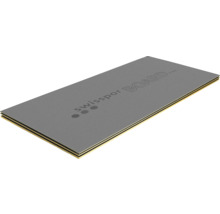 Drei Swisspor Bauplatten mit 4 Millimeter Stärke und strukturierter Oberfläche für Fliesen oder Putz.