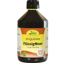 cdVet Singulares FlüssigMoor, flüssiges Ergänzungsfuttermittel für Hunde und Katzen zur Unterstützung der Verdauung in dunkler Flasche.